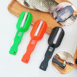 2 In 1 Plastic Fishing Scale Brush Built-in Fish Cutter Scraping Fast Remove Fish Knife Cleaning Scaler Scraper Fish Skin Brush