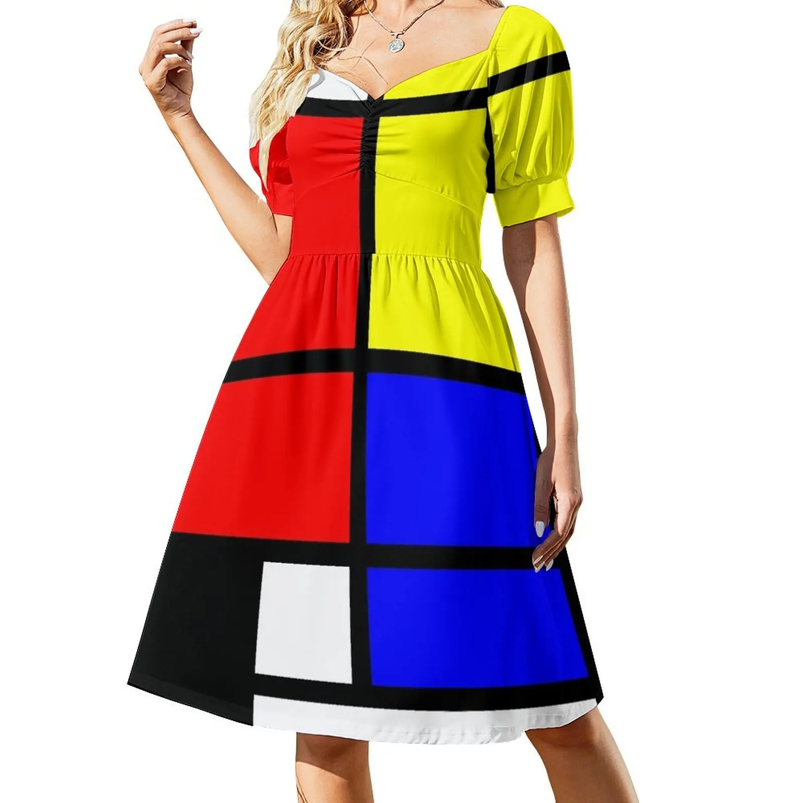 Mondrian style art deco design in basic colors Short Sleeved Dress dresses for special events Long dresses Dress