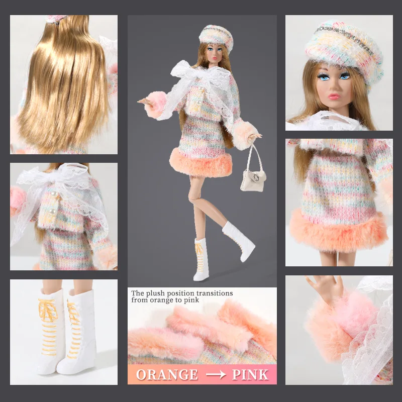 1/6 Supermodel Doll Joints Movable Blue Eyes/Pink Lips Exquisite Make-up Fashion Small Fragrant Style Clothes+32cm Doll Set Gfit
