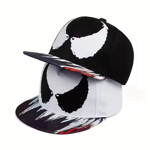Anime Superhero Venom Hat Eddie Brock Wings Embroidered Baseball Cap Casual Sun hat Flat Brimmed Hat