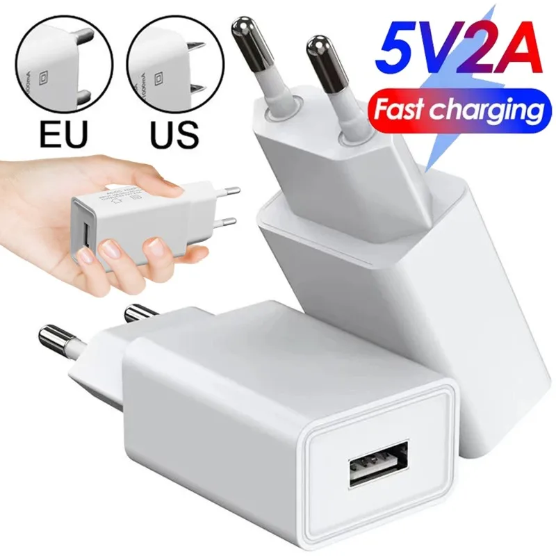 5V2A 5V1A Wall USB Phone Chargers EU/US Plug for IPhone Samsung Xiaomi Google Universal Travel Fast Charging Power Adapter