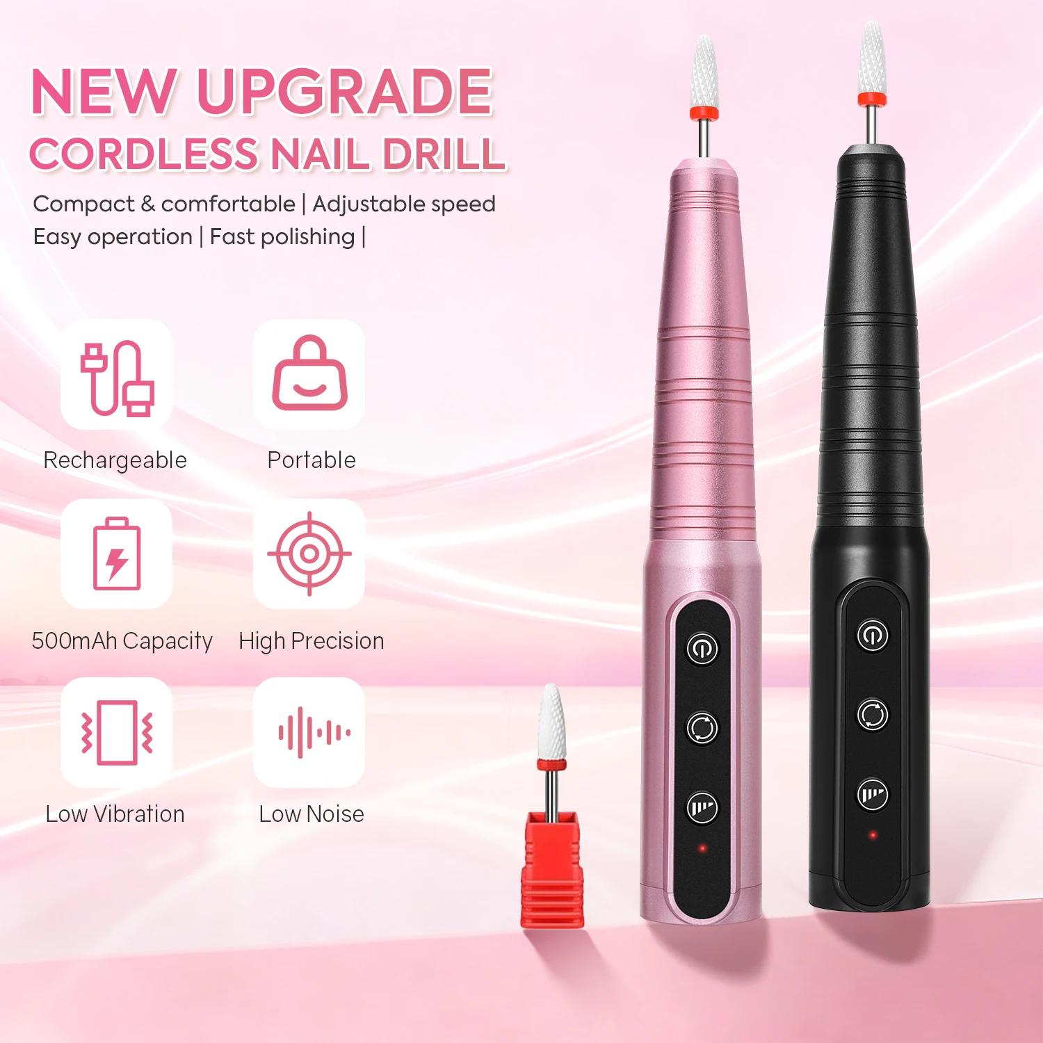 DianaBeauty 12000RPM Wireless Nail Drill Pen USB Nail File Polishing Pen Rechargeable Nail Drill Machine Portable Manicure Drill
