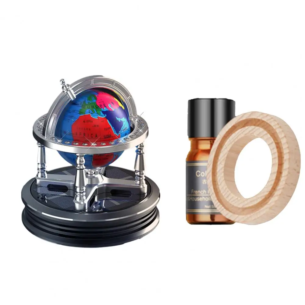 Solar Car Globe Aromatherapy Rotating Perfume Decor Air Purifier Air Freshener Release Odor Eliminator Car Interior Accessories