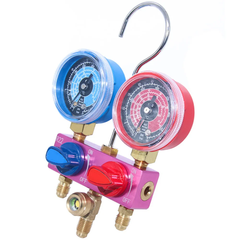 Manifold Pressure Gauge Kit HS-M02 Compatible with Multiple Including For R22 R32 R410A R404A R507 for HVAC Use