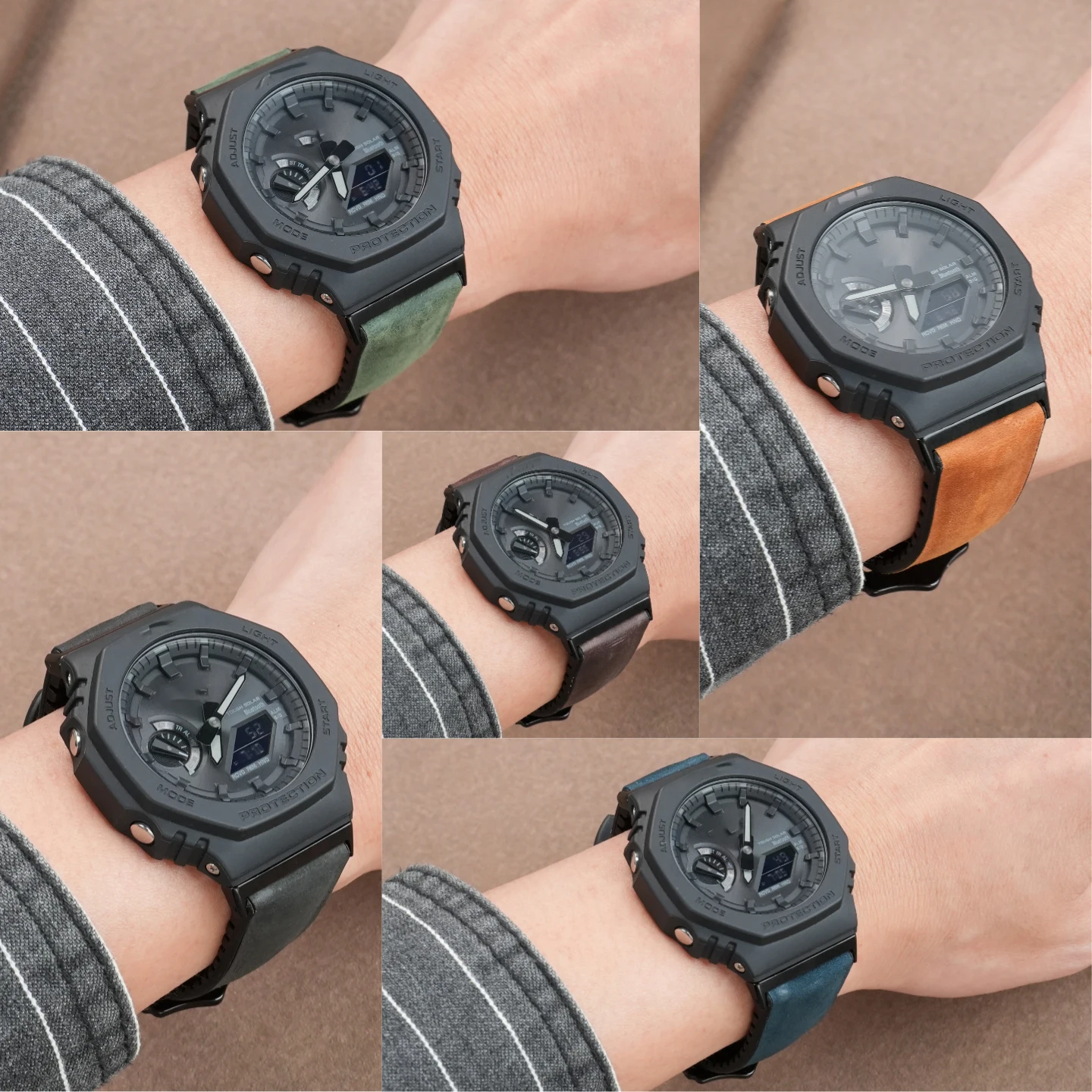 GA2100 GA2110 ดัดแปลงย้อนยุคฟรอสต์สายหนังวัวสำหรับคาสิโอ จีช็อค GA-2100 GA-2110 GM-2100 ซีรีส์ผู้ชายสายนาฬิกาโลหะ BEZEL