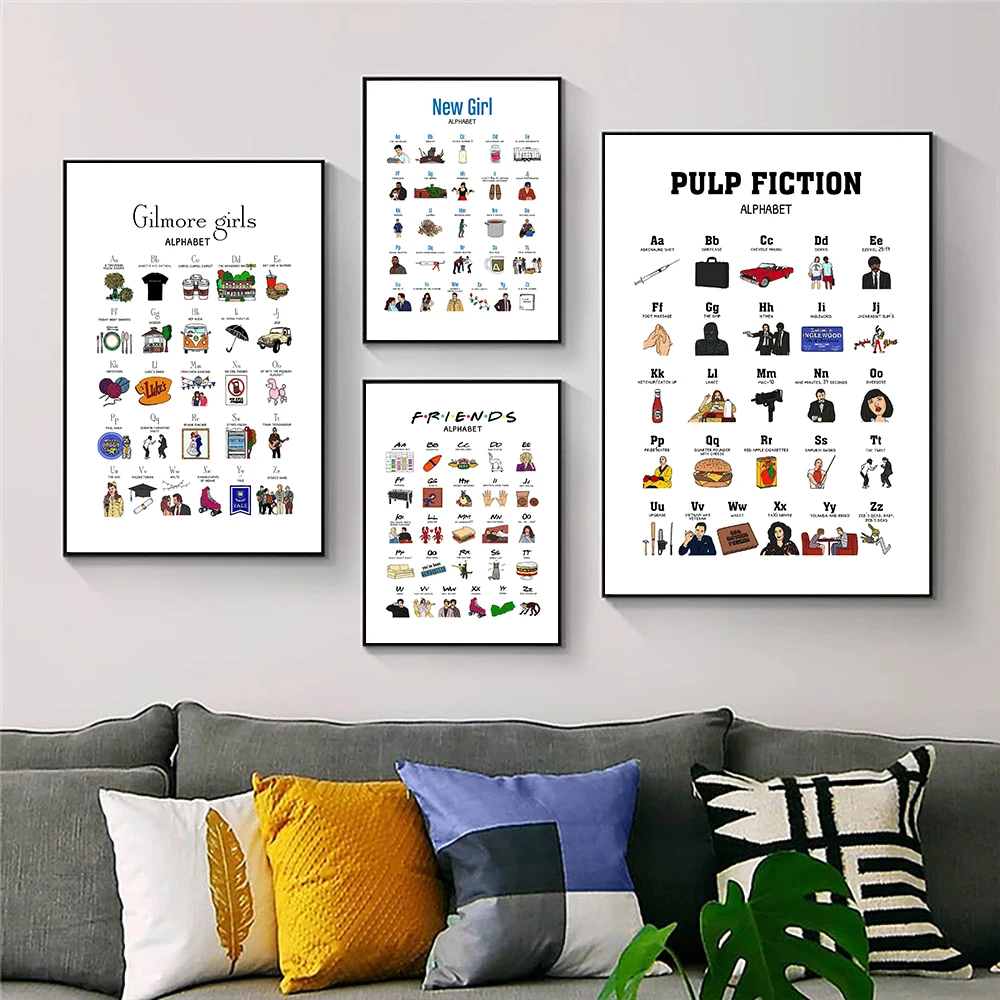 1pc frameless Canvas Painting Gilmore Girl Friends TV Canvas Poster Art Print Vintage Actress Alphabet Canvas Poster Pulp Fictio