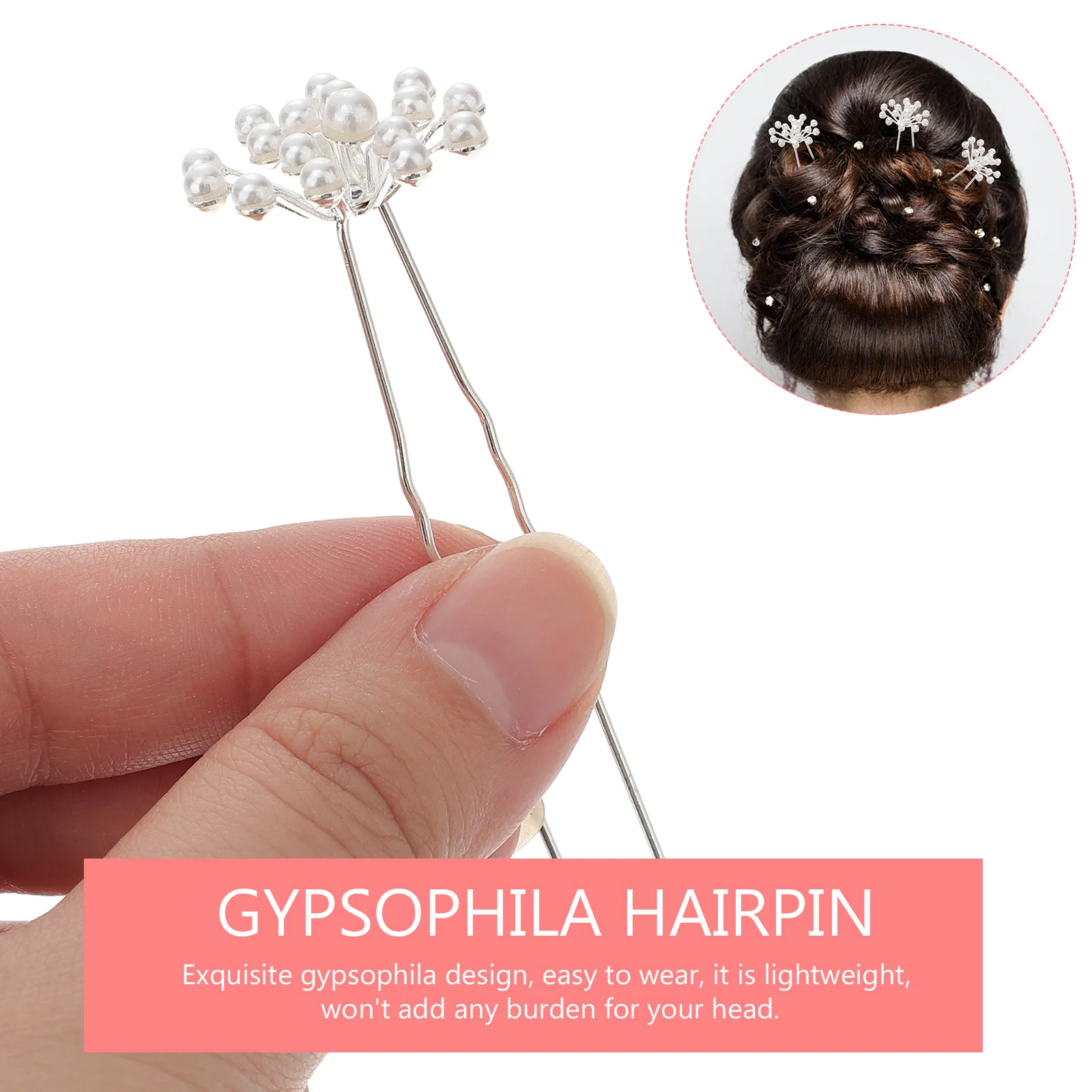 

20pcs Bridal Gypsophila Pin U Shaped Hair Fork Elegant Wedding Hair Accessory Lightweight Sparkling Party Dance Event Gypsophila