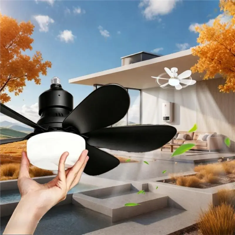 Ceiling Fan E27 52CM With Light Remote Control Super Quiet Socket Fan For Home Lighting