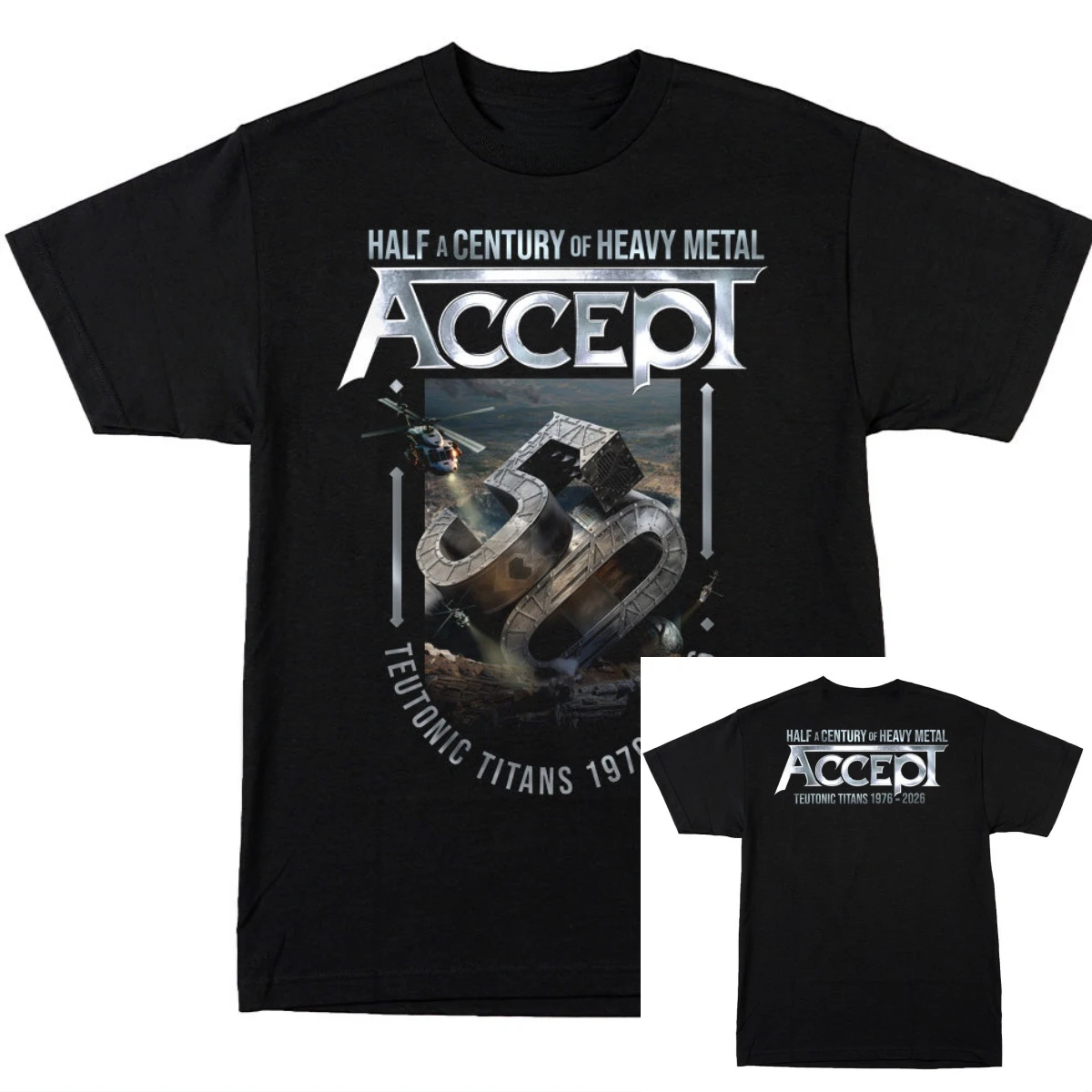 Camiseta de la banda Accept Teutonic Titans 1976-2026, camiseta gráfica 100% de algodón, ropa de calle de verano para hombres y mujeres