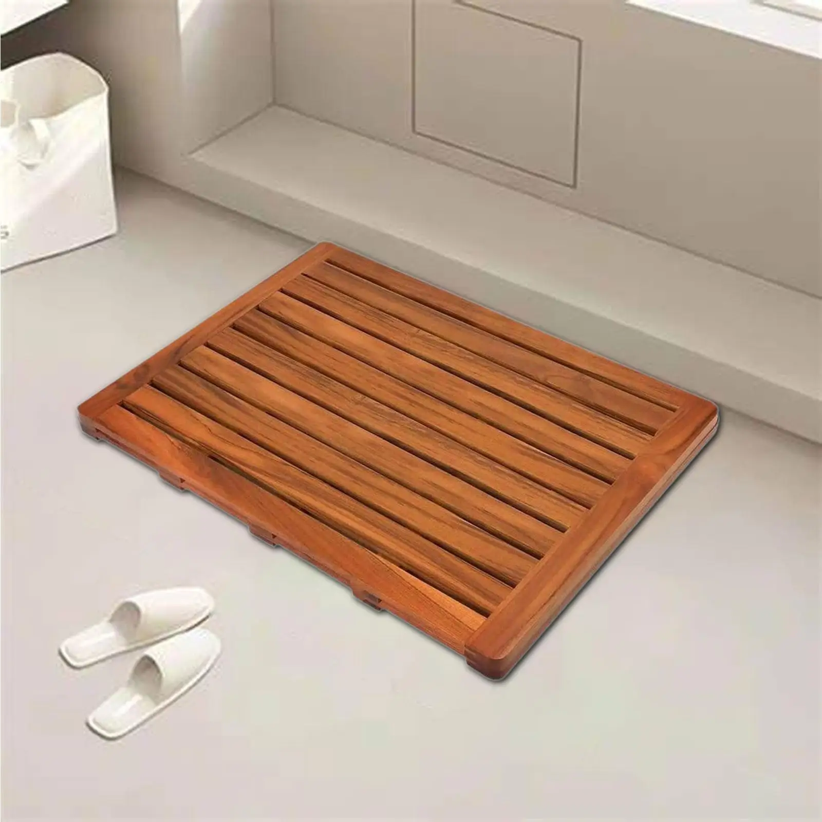 

Деревянный решетчатый противоскользящий коврик для душа, универсальный для террасы, автофургона 24x17,7x1,2 дюйма