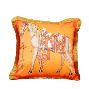 Gold Luxury Tassed Pillows Case Case, Transport Horse, Belting Tigers, Decorative Cushions Case, 2 Sides Print, Sofa, Bed, Sofa 10 main sales luxury embroidered pillows - №8