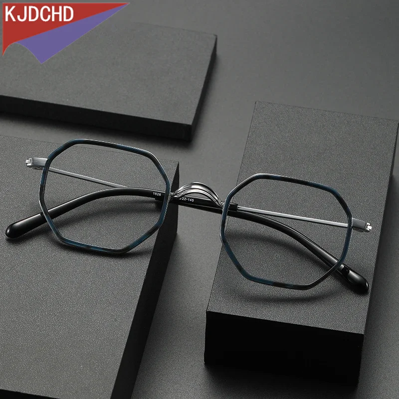 Acetate Titanium Glasses Frame for Men Vintage Square Prescription Eyeglasses Women Optical Spectacles Korean Eyewear Spectacles