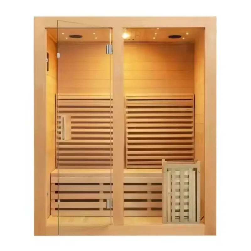 Outdoor Sauna Room Durable Electric Sauna Stove Solid Wood Transom Windows Computer Panel Plug Powered Apartment Home Customized