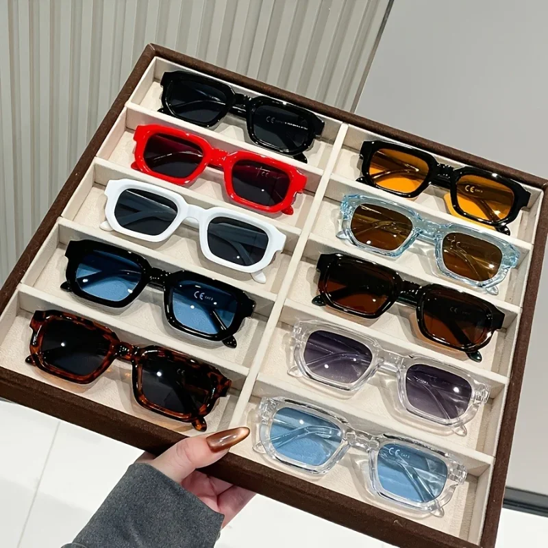 10 Pairs of Elegant and Stylish Small-frame Sunglasses for Both Men and Women Randomly Mixed Color Combinations