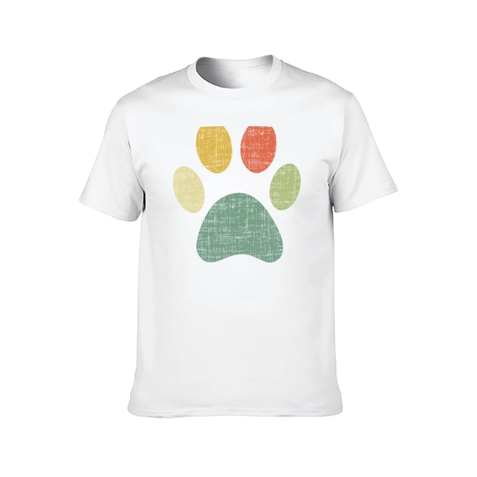 Camiseta vintage com estampa de pata de cachorro ou gato, camiseta gráfica masculina, camiseta essencial