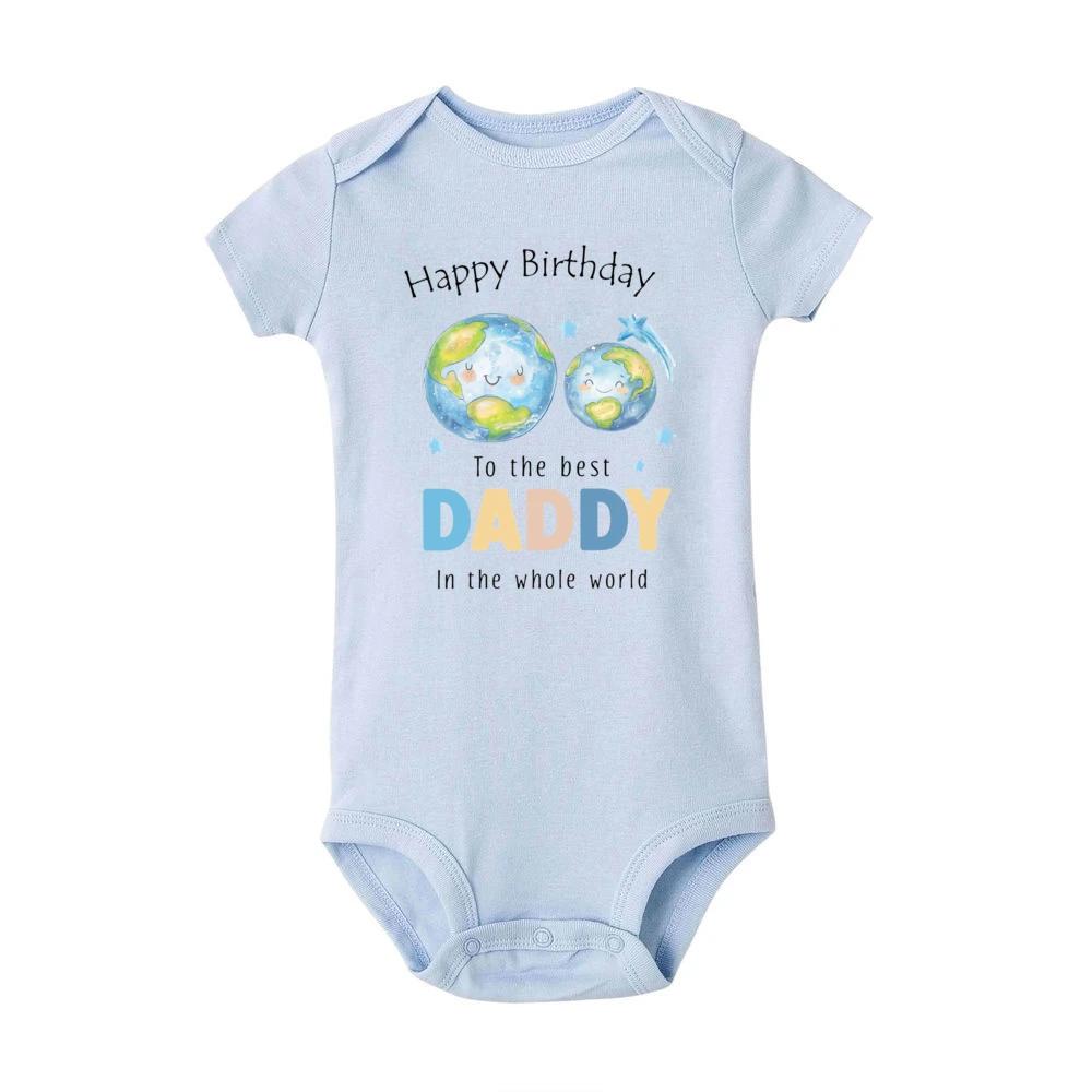 Happy Birthday To The Best Daddy in The Whole World Print Baby Romper Dad Birthday Party Infant Outfit Bodysuit Newborn Jumpsuit