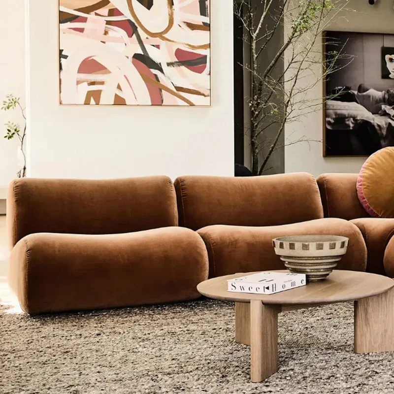 

Creative Large Living Room Sofas European Brown Double Puffs Compressed Sofas Recliner Nordic Reception Muebles Salon Furniture