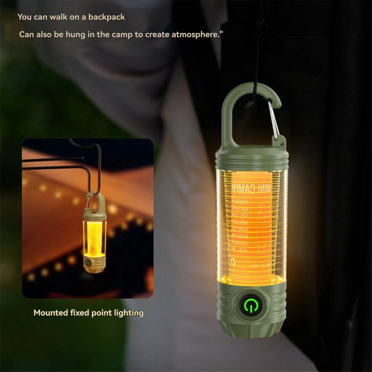 A71P متعددة الوظائف المحمولة التخييم ضوء تسلق الجبال الصيد خيمة ضوء مقاوم للماء هوك إضاءة الطوارئ الأخضر #4