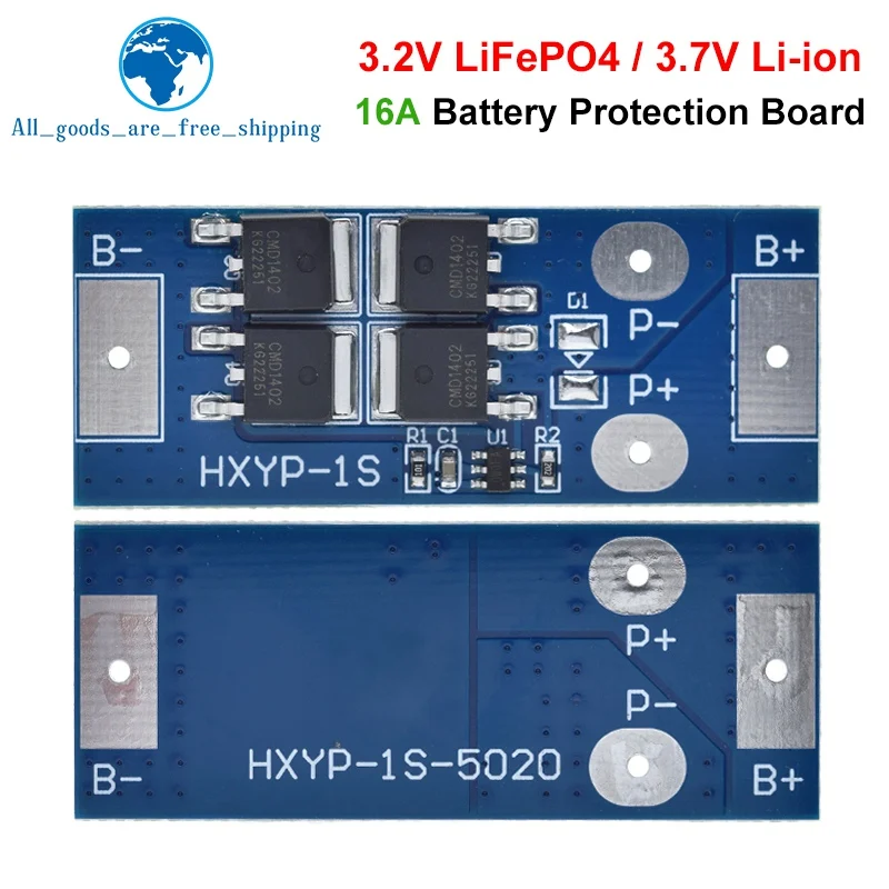 TZT 1S 3.2V 3.7V 16A LiFePO4 Li-ion Lithium Battery Protection Board BMS PCB PCM Cell Pack Overcharge Over-discharge Protect