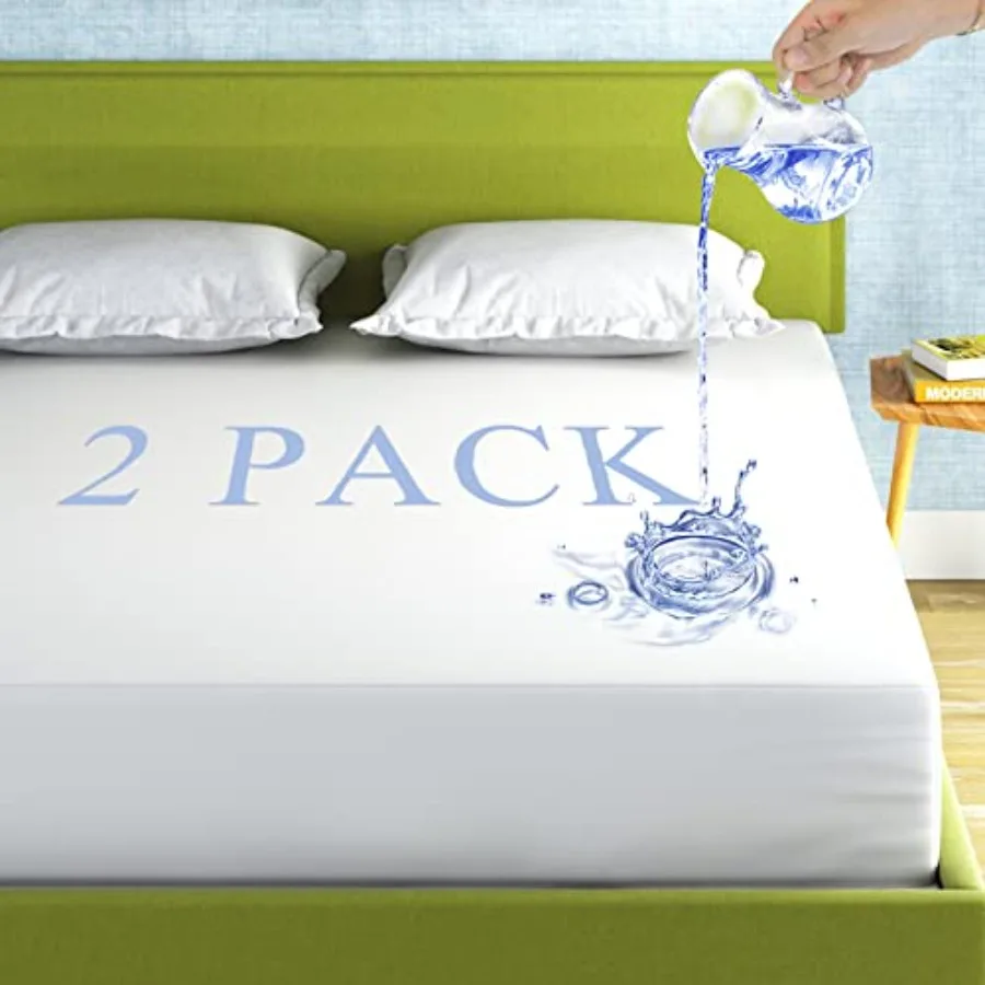 

Size 100% Waterproof Fitted Cover, Breathable Noiseless and Machine Washable Bed Cover Deep Pocket from 5" to 21", Bed Protecto