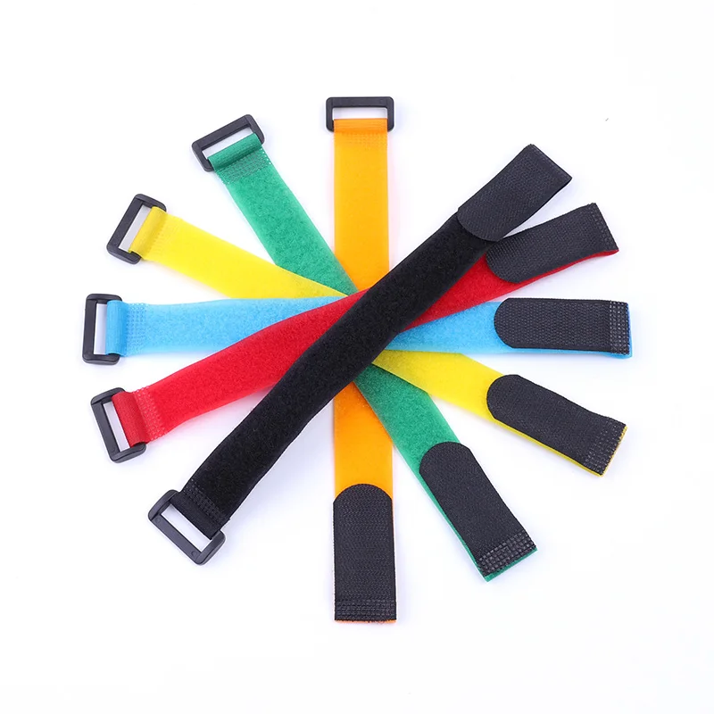 10Pcs 20mm Width Nylon Reverse Buckle Strap Cable Ties Reusable Self Adhesive Hook Loop Fastener Tape Strap 20/30/40cm