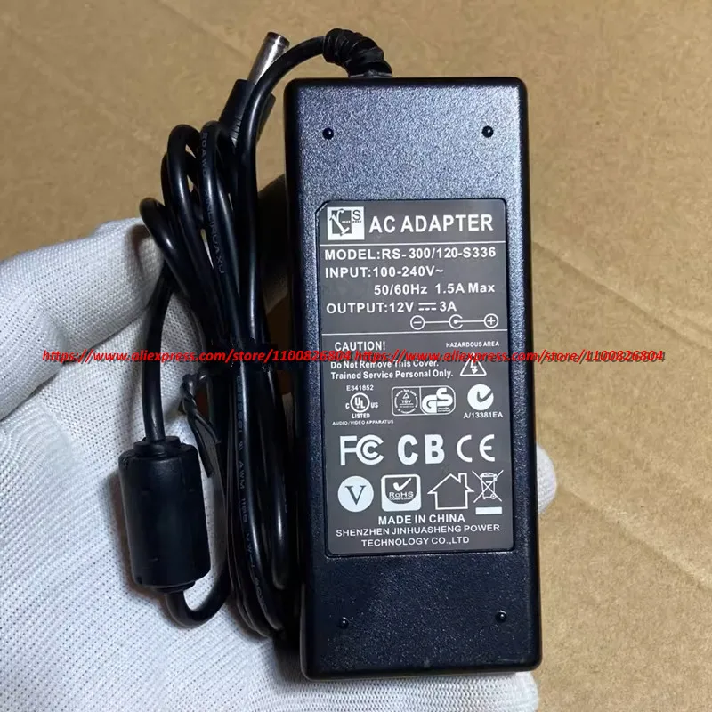 Genuine JINHUASHENG 12V 3A RS-300/120-S336 120-S325 AC Adapter Charger Power Supply 5.5*2.1mm Original