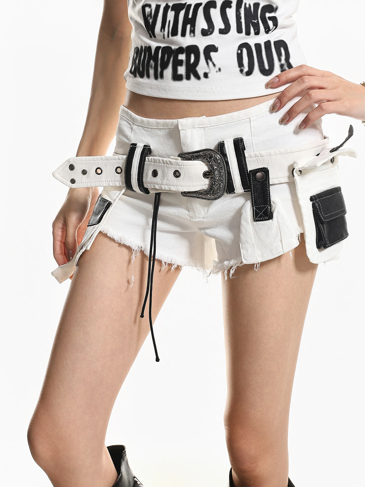 

XPKAEAX American Retro High Street Sexy Girl Hot Pants Cool Workwear Frayed High Waist Denim Shorts Women Summer Straight Leg