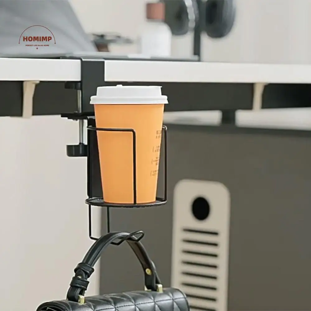 

2 in 1 Rotating Desk Cup Holder 360 ° Rotating Waterproof Desktop Mug Rack Durable Rust Proof Clip-on Cup Holder Desk