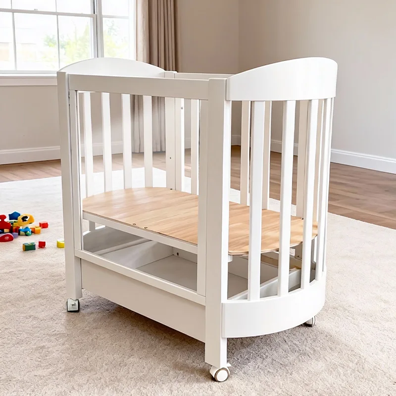 

Mini Adjustable White Transparent Storage Organizer Sleeping Crib Wooden Baby Bed for Newborn