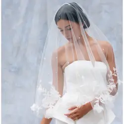 TOPQUEEN V122 2-layered Wedding Veils Cover Face 3d Flower Bridal Veils Cover Front And Back With Comb Blusher Veil Drop Stylel
