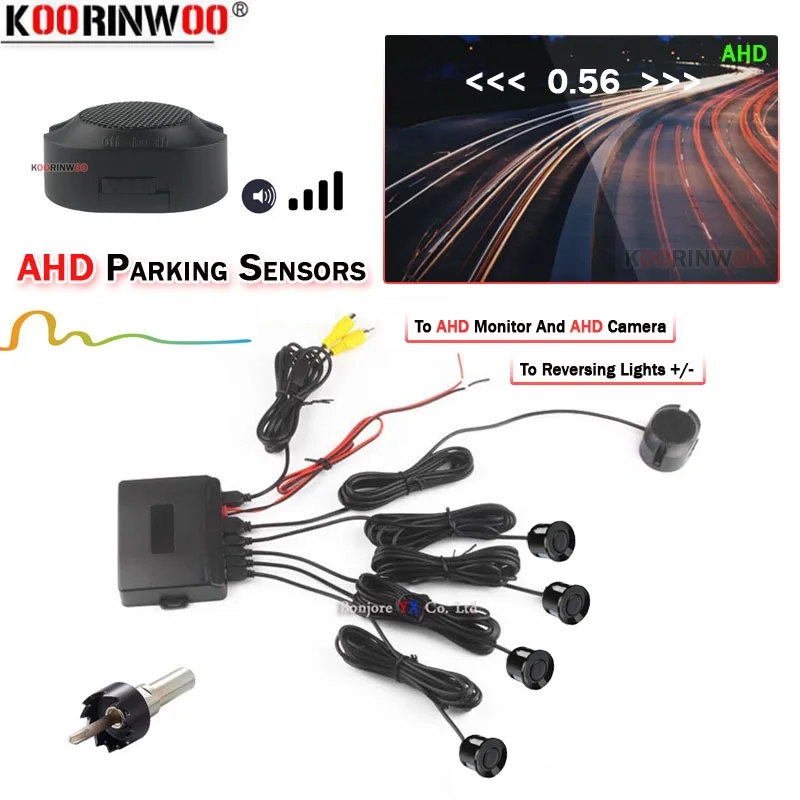 Koorinwoo Dual Core CPU Video System Car Parking Sensor AHD Reverse Backup Radar 4 Alarm Beep For AHD Monitor And Camera