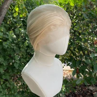 Pelucas delanteras de encaje rubio claro para hombres, pelo sintético de corte Bob corto, pelucas frontales de encaje 13x4 para mujeres, línea de cabello Natural de parte libre 150%