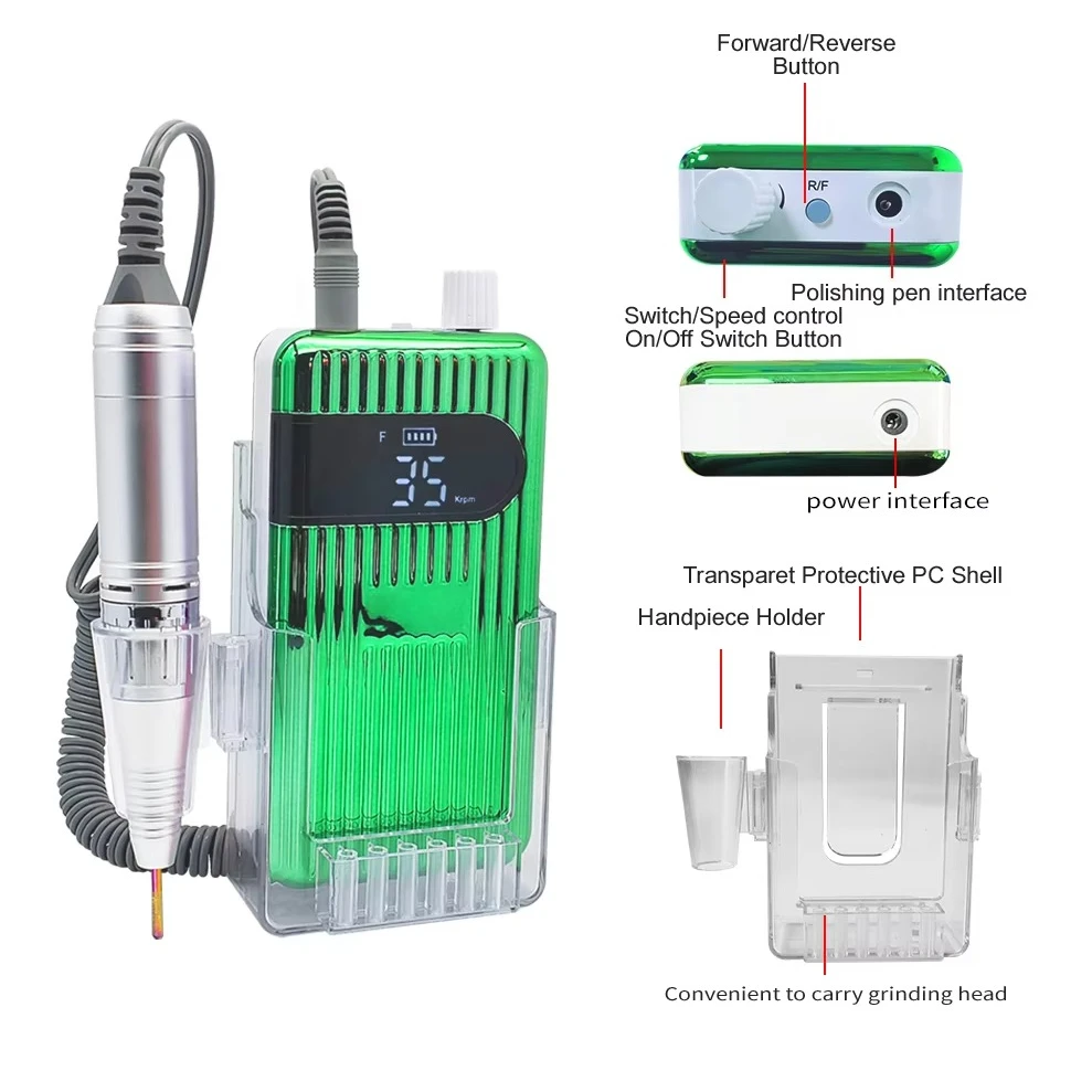 

IBelieve Professional 35000rpm Rechargeable Electric Nail Drill Machine With Nail Dril Bit Holder