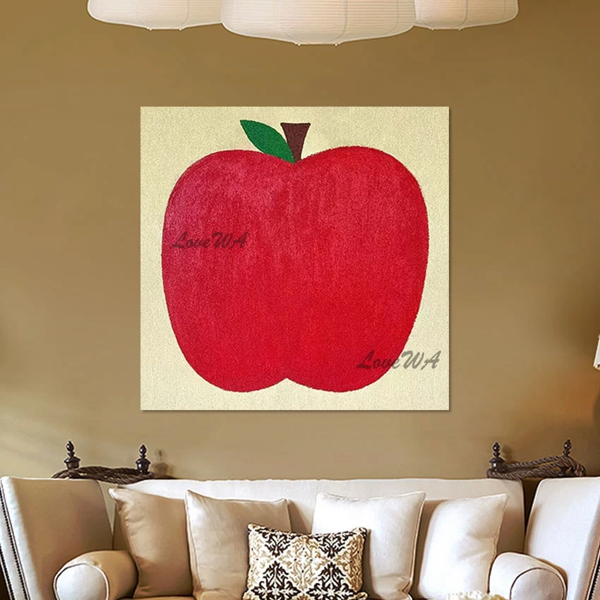 Unframed  Wall Picture For Bedroom Red Apple Simple Abstract Acrylic Painting Hand Painted Acrylic Artwork Modern Home Decor