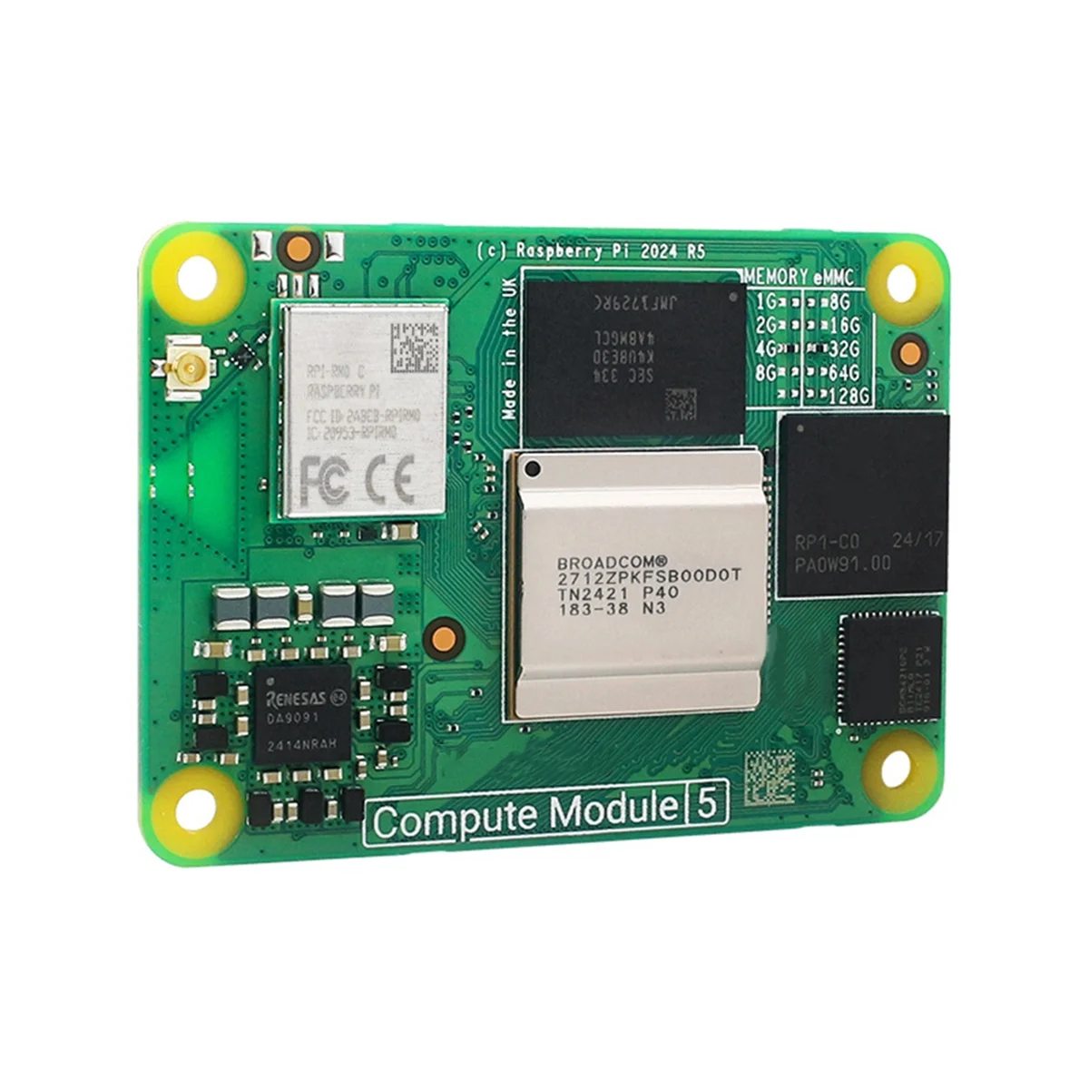 Módulo de cómputo GOB-oFor Raspberry Pi 5 CM5-Quad Core Cortex-A76 @ 2GHz, módulo de cómputo BCM2712 5 Core Board CM 5102016 -EMMC