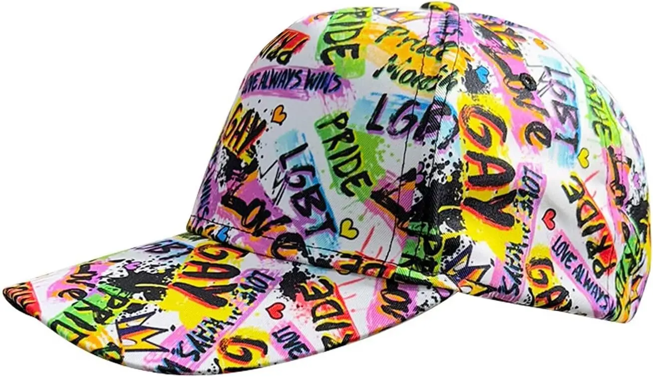 Gay Pride Baseball Cap Rainbow LGBT Trucker Hat for Men and Women Pride Month LGBTQ+ Cap Graffiti Style