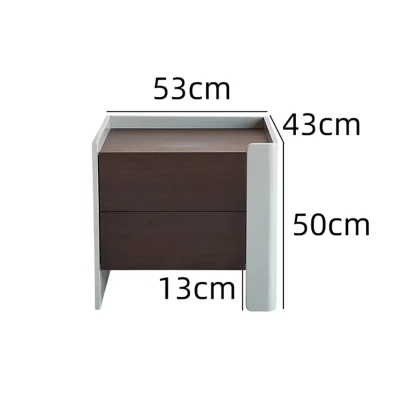 Modern Minimalist Smoky Bedside Table Italian Designer Nightstand Simple Bedroom Furniture for Model Room Decor
