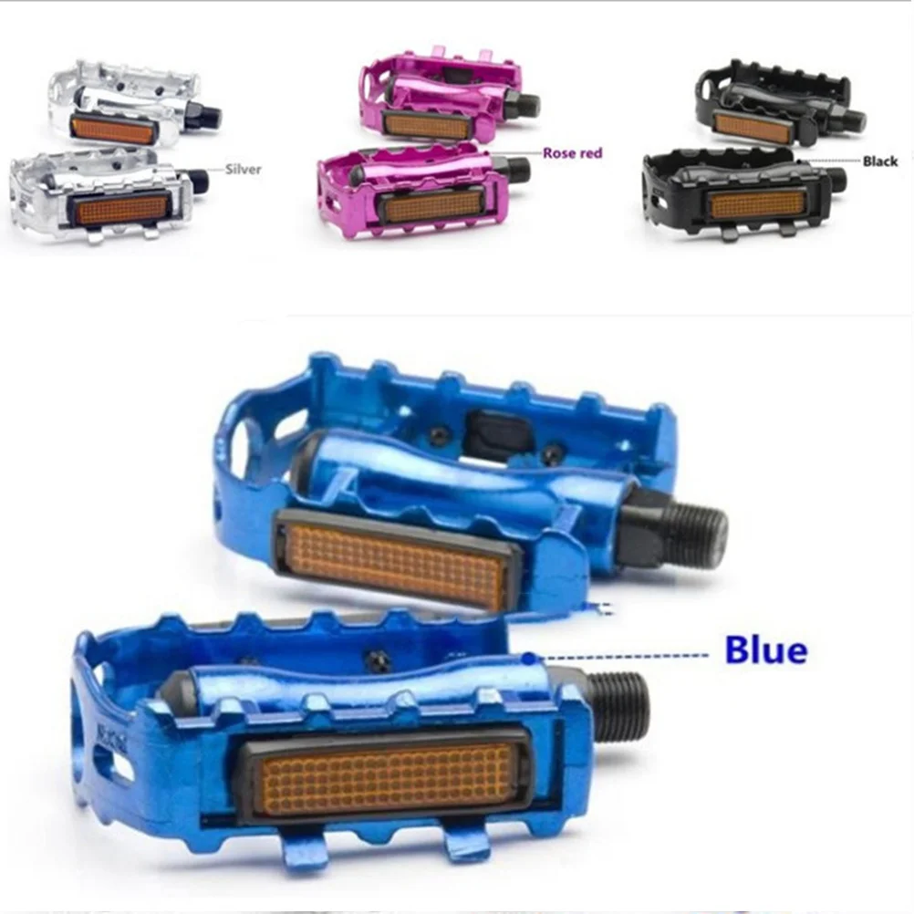

1 Pair Aluminum Alloy Mountain Bike Pedal Silver Anti-Slip Spikes Reflective Stripe Ball Bearing Durable For Road Fixed Gear