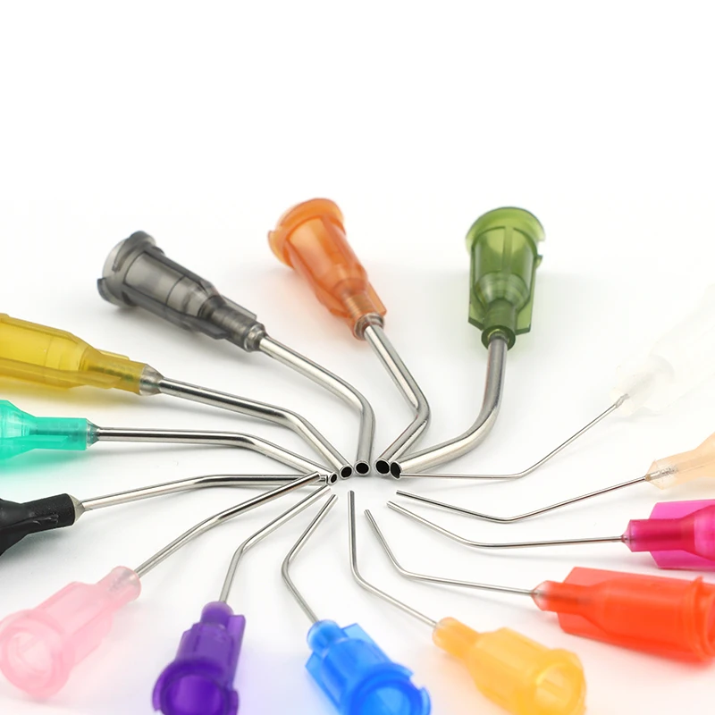 50pcs Various Specs  1 inch Bent Dispensing Needle Blunt Tip 25mm 45 Degrees Elbow Industrial Needle For Glue Applicator