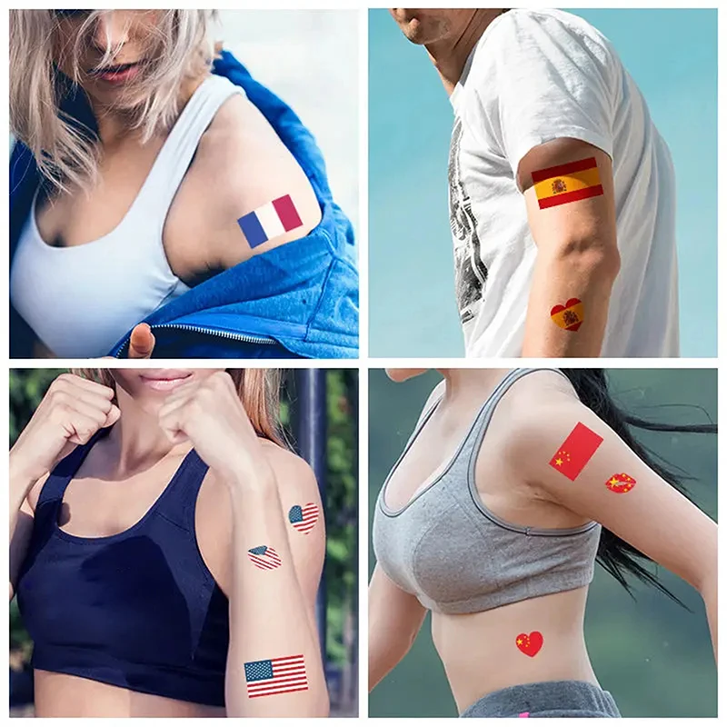 10 Sheets 2024 European Cup Flag Temporary Tattoos National Flag Face Stickers Waterproof Arm Stickers Germany Football Fan Gift