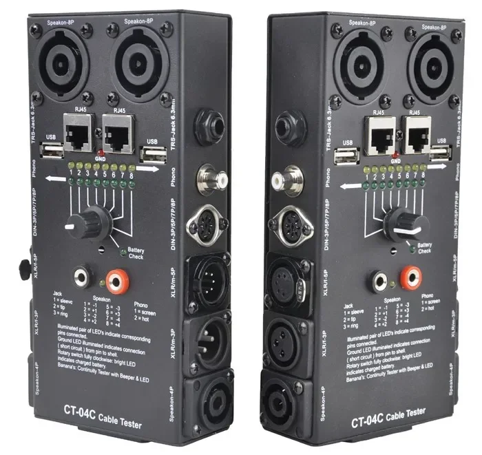 For CT-04C CT-04F Professional Audio Network Multifunctional XLR Microphone DMA RJ45 Cable Tester