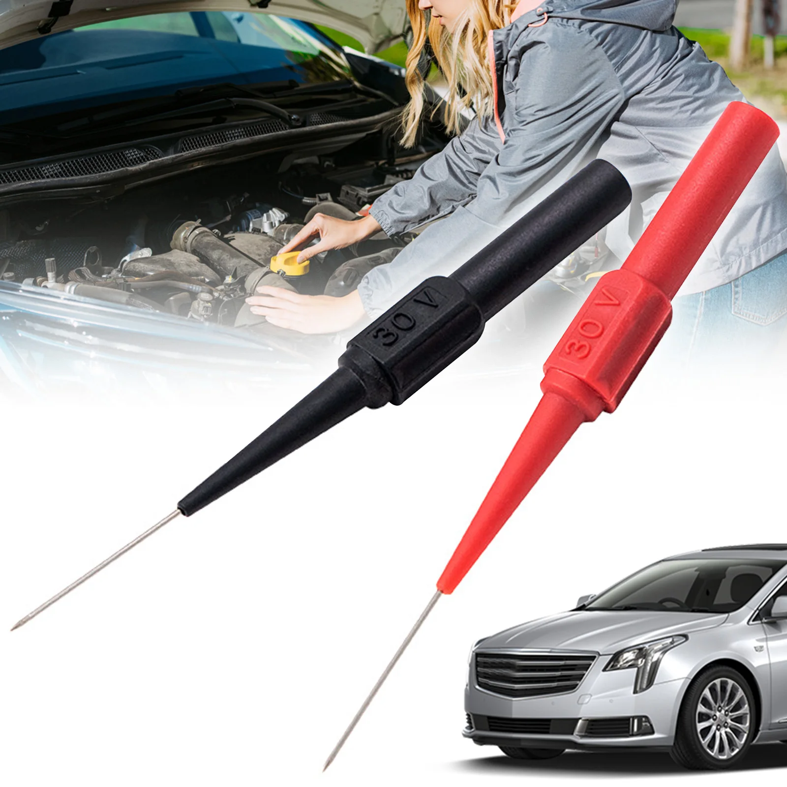 

30V Diagnostic Tools Multimeter Test Lead Extention Back Piercing Needle Tip Probes Autotools Automotive Kit Machine