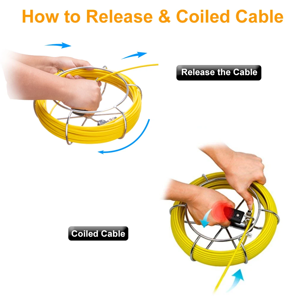 TPWLCO 23mm DVR Recording Sewer Drain Pipeline Inspection Endoscope System 20/30/40/50m Cable 7inch Pipe Video Camera 12PCS LEDS