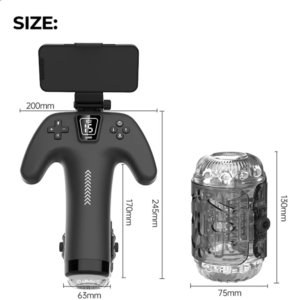 مضخة القضيب الأوتوماتيكية للرجال التلقائي تهتز ذكر الاستمناء مقابض مزدوجة ذكي متعدد التردد الأيدي الحرة الجيب #2