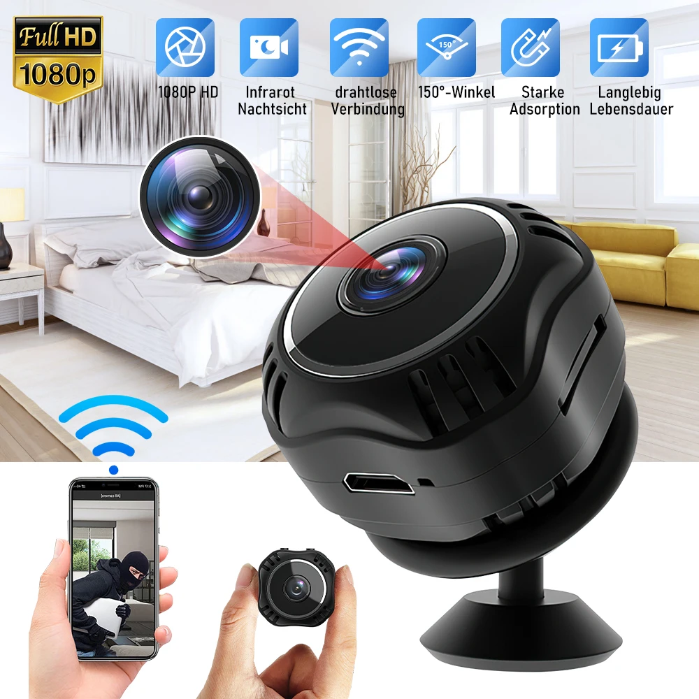 Mini Camera WiFi HD 1080P IP Night Vision Audio Video Camcorder Home Baby Monitor Indoor Safety Security Smart Surveillance