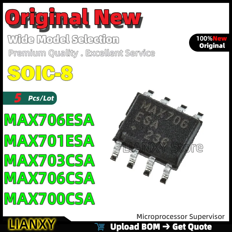 5pcs SOIC-8 MAX706ESA MAX701ESA MAX703CSA MAX706CSA MAX700CSA Microprocessor Supervisor New Original