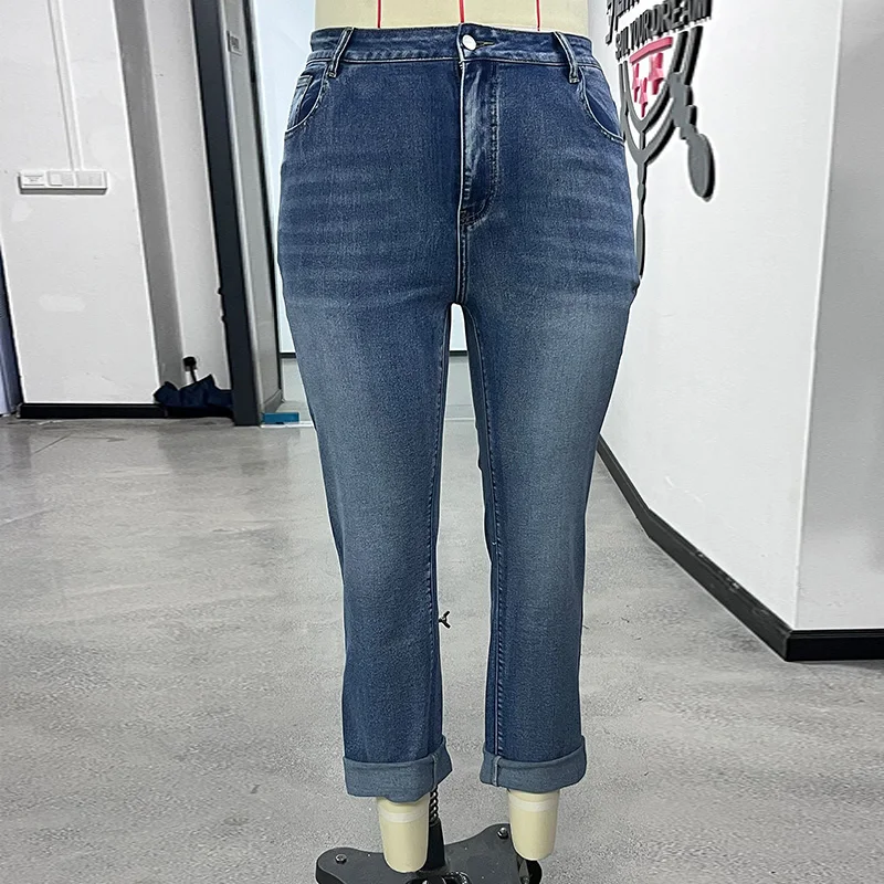 Benuynffy حجم كبير الموضة الأمريكية سليم صالح نحيل الجينز للنساء 2025 الشارع الشهير ريترو منتصف الخصر مثير الدينيم سروال شكل قلم رصاص