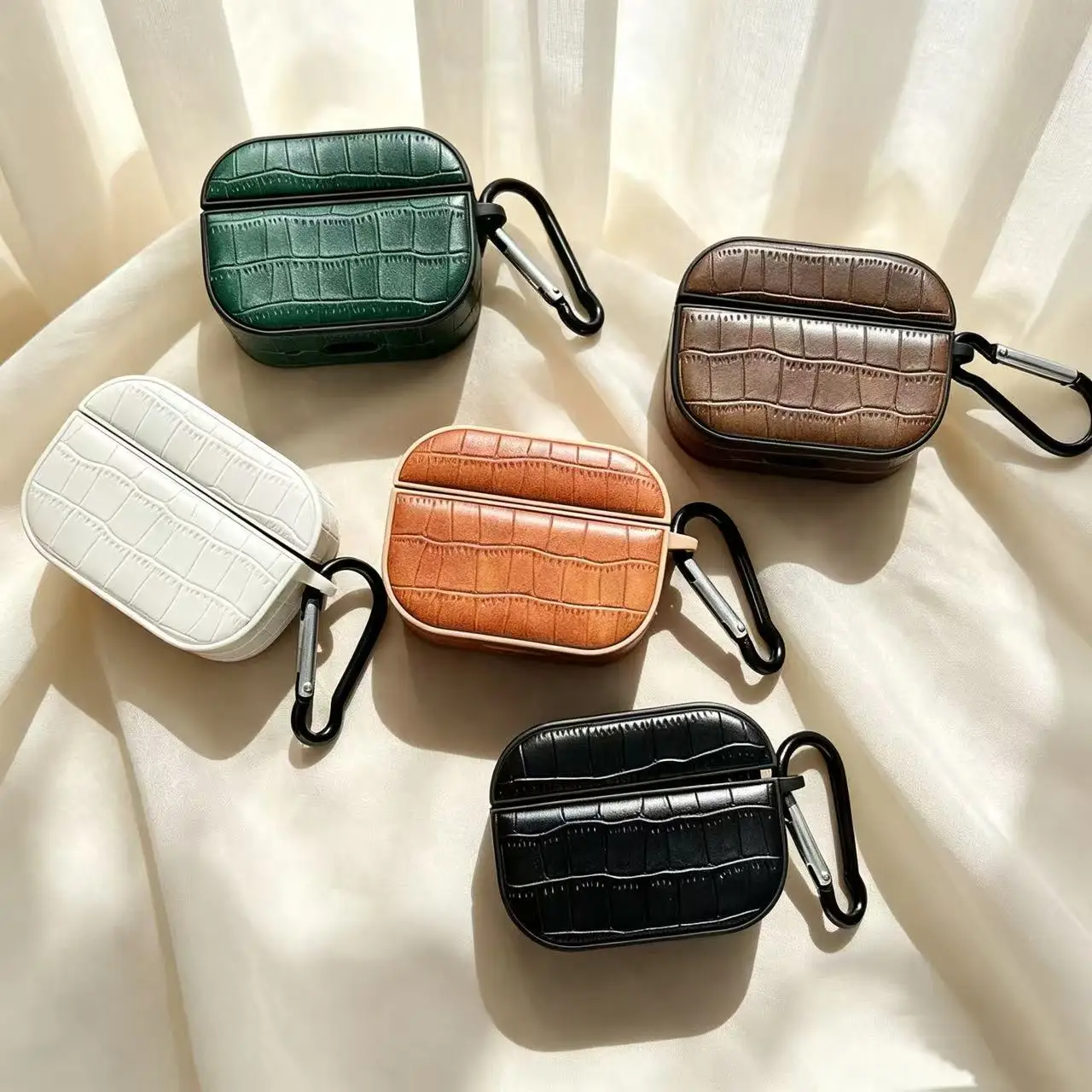 Luxury Crocodile Leather Pattern Headphone Case For Airpods 1 2 3 4 AirPods Pro 2 3 Bluetooth Case Plain PC Earphone Cover