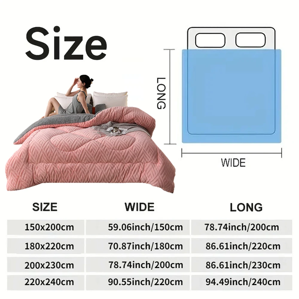 1PC Luxury Lamb Quilt Winter Comforter Thickened and Warm 2.5-5kg Winter Soft Thick Quilt Plus Velvet Core Double Cotton Blanket
