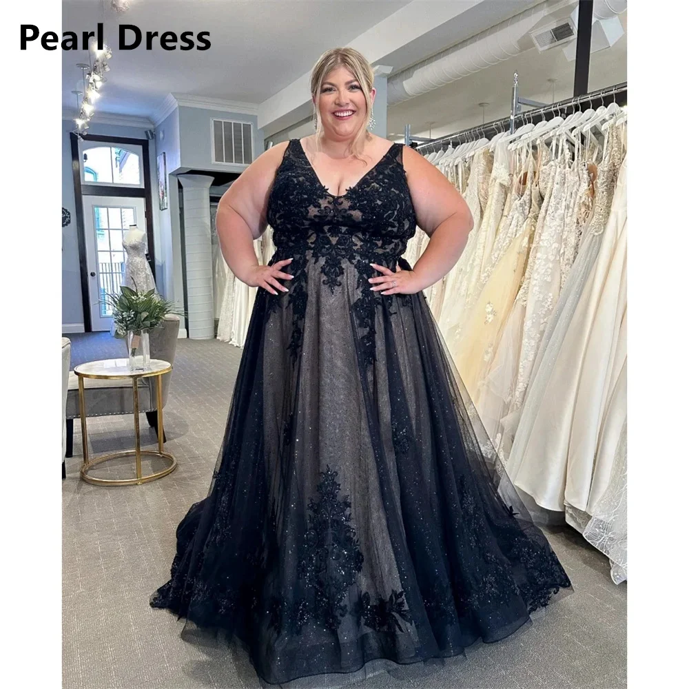 

Pearl Embroidered Lace Evening Luxury Dress 2024 Large Size Custom Made Black Simple and Elegant Formal Dress Sleeveless Dresses